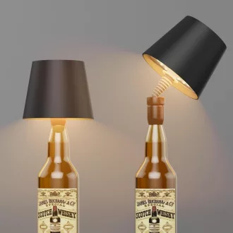   K-Bright LED Palack Lámpa - Tölthető, Érintésvezérelt, Szabályozható Fényerejű Asztali Lámpa, 5200 mAh, IP54 Vízálló, Beltéri-Kültéri, 3000K