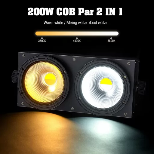 ZonQoonz 200W COB LED Par Reflektor Hideg Meleg Fehér Fényeffekt Stroboszkóp Színpad Disco Esküvő Buli Világítás