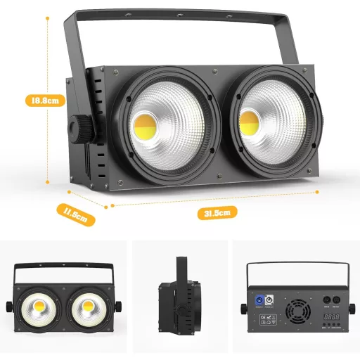 ZonQoonz 200W COB LED Par Reflektor Hideg Meleg Fehér Fényeffekt Stroboszkóp Színpad Disco Esküvő Buli Világítás