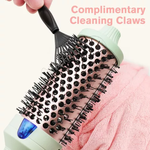 K&K Termikus Körkefe 45mm - Professzionális Kerámia Hajformázó Ionos Technológiával, Fűthető Hajkefe Dúsításhoz, Zöld