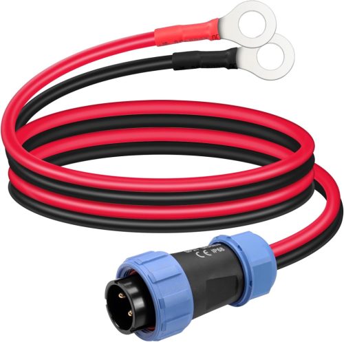 2-Pin IP68 Vízálló Repülőgép Csatlakozó O-Kapocs Kábel 10AWG - Hordozható Töltőállomásokhoz, Akkumulátorokhoz, 1m Hosszú, Piros/Fe