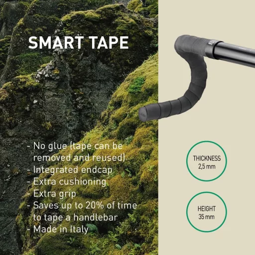 Selle Italia Smart Tape fekete kerékpár kormányszalag, öko-barát, ragasztómentes