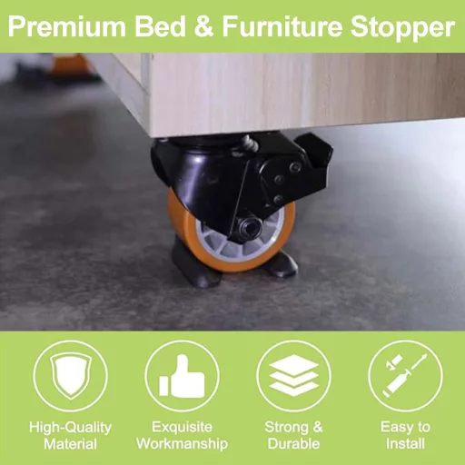 UFURMATE Opritoare Roți pentru Mobilier 4 buc. Frână Role Plastic Antialunecare Scaun Canapea 50mm Negru