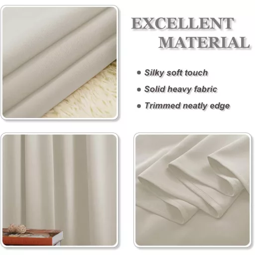 PONY DANCE Ekstra široka Zatamnjujuća Zavjesa s Trakom za Nabiranje - Termoizolacijska Zavjesa za Razdvajanje Prostora za Šinski Sistem, 245x200 cm, Svijetlo Bež