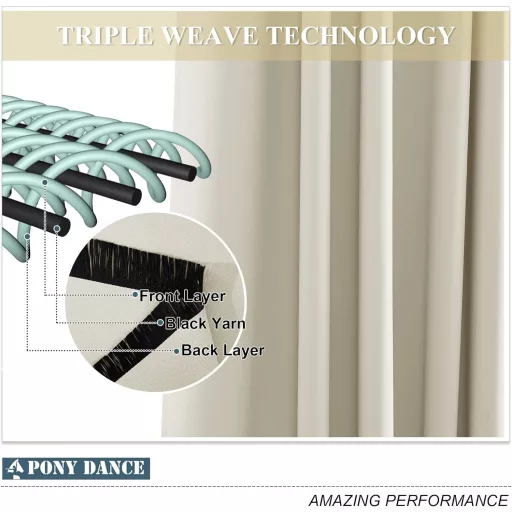 PONY DANCE Draperie Extra Largă Opacă cu Bandă Ondulată - Perdea Termoizolantă Despărțitoare pentru Sistem de Șină, 245x200 cm, Bej Deschis