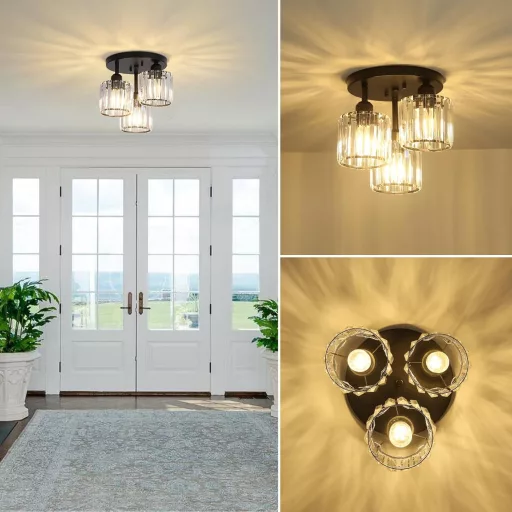 Rayofly Modern Kristály Csillár - 3 Izzós Mennyezeti Lámpa Üveg Burával, Fekete Függőlámpa Nappaliba, Hálószobába, Konyhába, E27 Foglalat