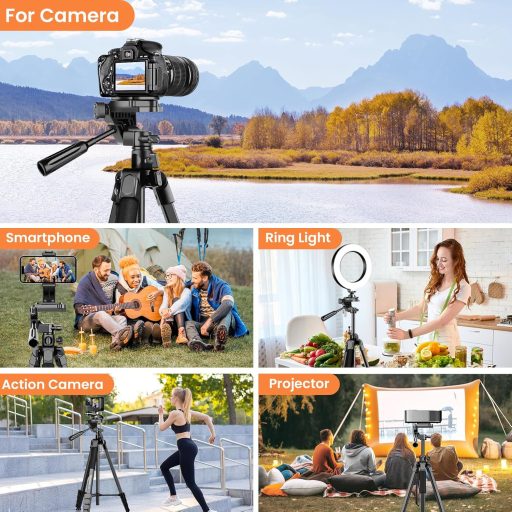 Stativ cameră Nineigh 190 cm Aluminiu - Pentru smartphone, DSLR, cu cap panoramic 360°, telecomandă, pentru fotografii orizontale, călătorii,