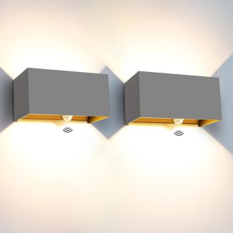   Kingwen 20W LED fali lámpa mozgásérzékelővel, IP65 vízálló, meleg fehér 3000K