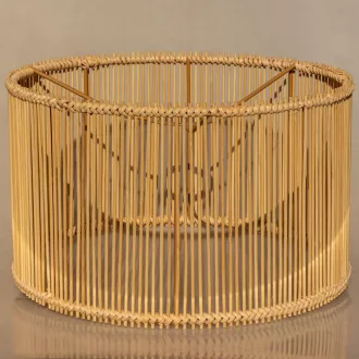   Osasy Rattan Bambusz Lámpaernyő Kerek Natúr Kézműves Asztali Fali Éjjeliszekrény Lámpa
