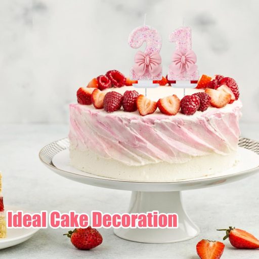 XIHIRCD Ružičasta Svjećica Broj 0-9 - 7,5 cm Visoka Rođendanska Svjećica za Tortu s Mašnom - Za Godišnjice, Zabave, Proslave - Izrađena od Voska