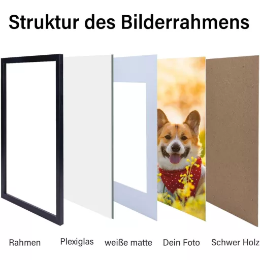 Joyshare A3 Fekete Képkeret MDF Fa Kerettel 27,9x42cm Akril Üveggel