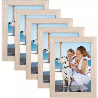   Joyshare 13x18 cm Set okvira za slike od MDF-a boje hrasta, 5 komada s akrilnim staklom