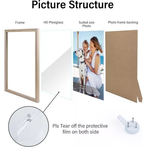 Joyshare 13x18 cm Set okvira za slike od MDF-a boje hrasta, 5 komada s akrilnim staklom