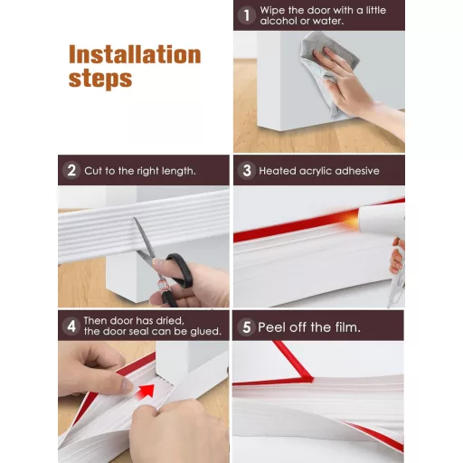 YOUSHARES Bandă de Etanșare pentru Ușă Albă 1m, Silicon Autoadeziv pentru Izolare împotriva Curenților de Aer