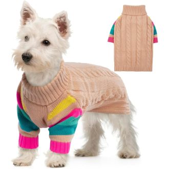   OUOBOB Kutyapulóver - Kistestű Kutyáknak, Garbónyakú Téli Pulcsi, Rózsaszín Kötött Ruházat Chihuahua és Más Fajtáknak, S Méret