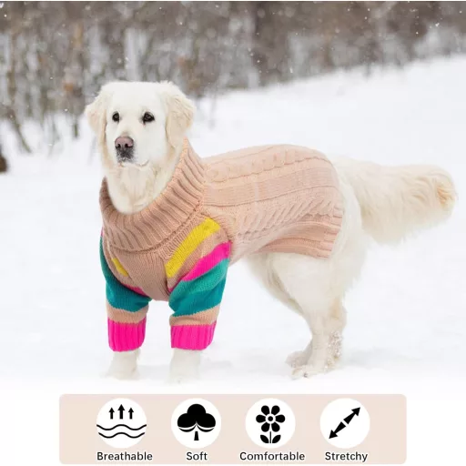 OUOBOB Kutyapulóver - Kistestű Kutyáknak, Garbónyakú Téli Pulcsi, Rózsaszín Kötött Ruházat Chihuahua és Más Fajtáknak, S Méret