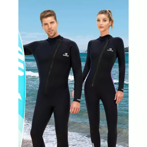 Costum de scafandru din neopren Owntop de 5 mm pentru bărbați și femei - cu fermoar frontal, mânecă lungă și protecție UPF50+