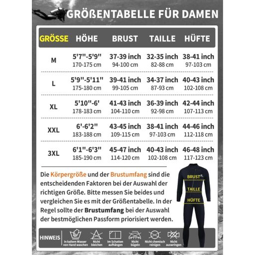 Owntop 5mm neoprén búvárkodási ruha férfiaknak és nőknek - elülső cipzárral, hosszú ujjal, UPF50+ védelemmel