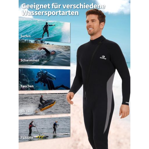 Owntop 5mm neoprén búvárkodási ruha férfiaknak és nőknek - elülső cipzárral, hosszú ujjal, UPF50+ védelemmel