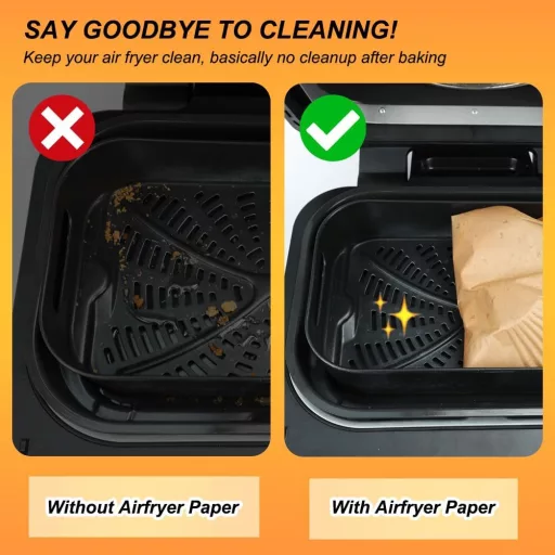 BYKITCHEN Papier na pečenie pre Ninja Foodi MAX Grill a Airfryer - 100ks Nepriľnavé papiere na fritovanie horúcim vzduchom pre model AG551EU, 27,8 × 15 cm