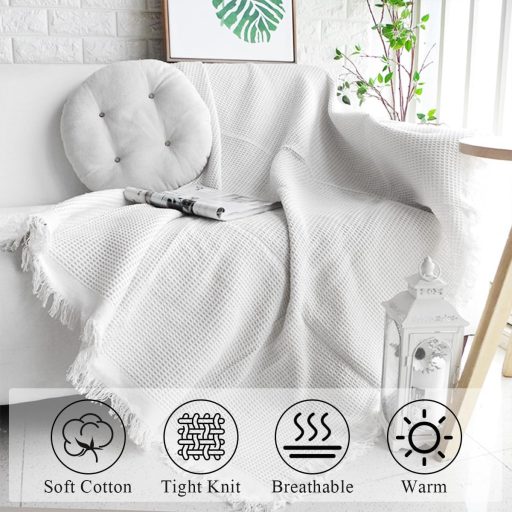 HAMON Pamut Kanapéhuzat 130x180cm Fehér Mosható Egyszemélyes Takaró Gyerekeknek Háziállatoknak