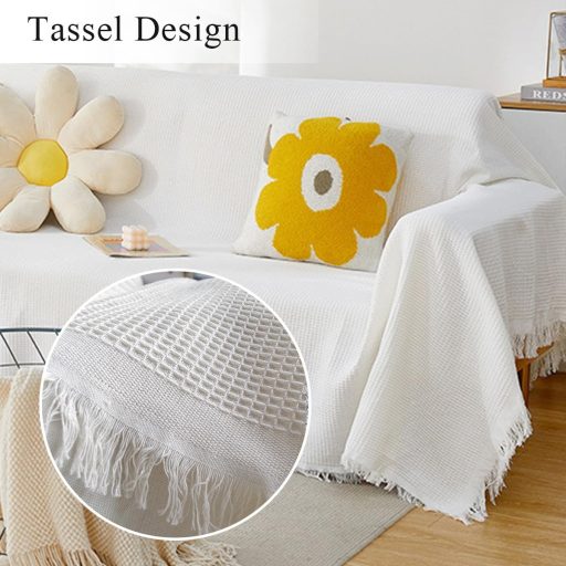 HAMON Pamut Kanapéhuzat 130x180cm Fehér Mosható Egyszemélyes Takaró Gyerekeknek Háziállatoknak