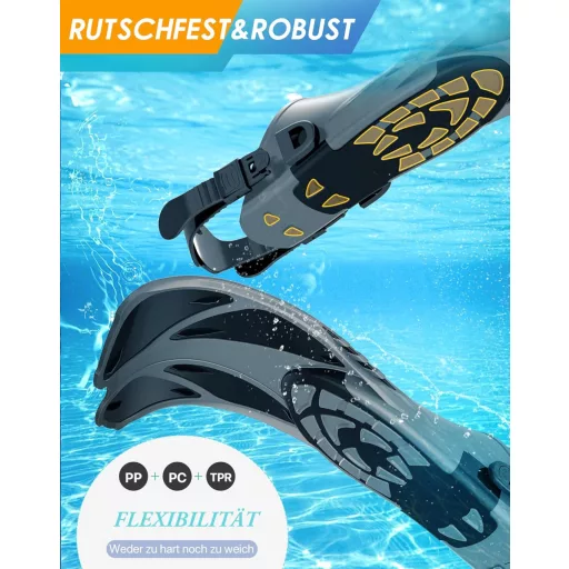 Set de scufundări 3 în 1 Lealinga cu labe de înot reglabile, mască anti-scurgeri și snorkel uscat