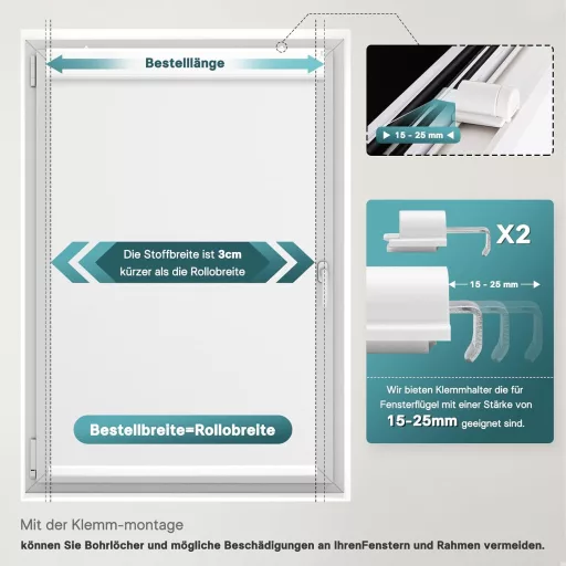 Solárna roleta DENFOON s diaľkovým ovládaním, tepelnoizolačná, zatemňovacia, biela, 170 x 100 cm