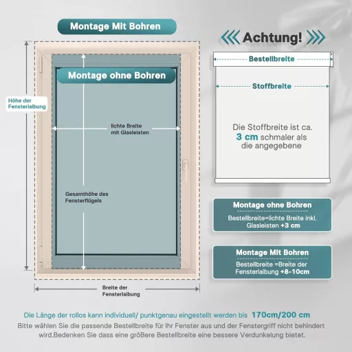 Solárna roleta DENFOON s diaľkovým ovládaním, tepelnoizolačná, zatemňovacia, biela, 170 x 100 cm