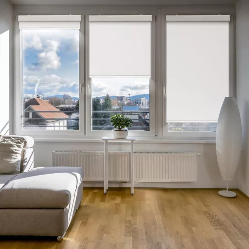 Solárna roleta DENFOON s diaľkovým ovládaním, tepelnoizolačná, zatemňovacia, biela, 170 x 100 cm