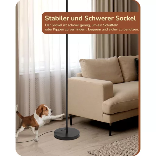 EDISHINE Állólámpa Forgatható Üveg Búrával - Fekete Ipari Padlólámpa Lábkapcsolóval, E27 Foglalattal, 6W LED Izzóval Nappaliba, Dolgozószobá