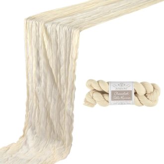   BOUBONI Bézs Cheesecloth Asztali Futó 90x300cm Boho Gáz Esküvő Születésnap