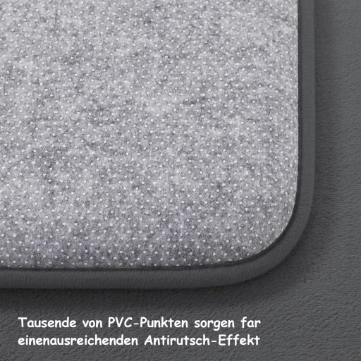 Set de 5 piese covorașe pentru baie, covoraș de baie cu spumă cu memorie și covoraș pentru capacul de toaletă, antiderapant, lavabil, gri închis