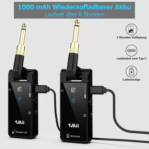 Sistem wireless 5.8GHz transmițător-receptor pentru chitară 1Mii M2 cu autonomie de 8 ore