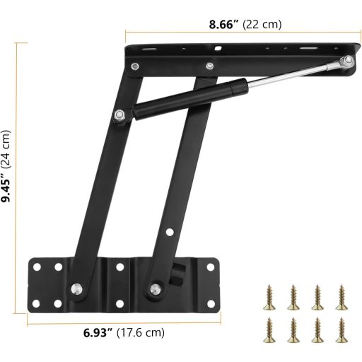 CHUEHKAK Mecanism de ridicare pneumatic pentru masă, 2 bucăți, balama cu arc, negru