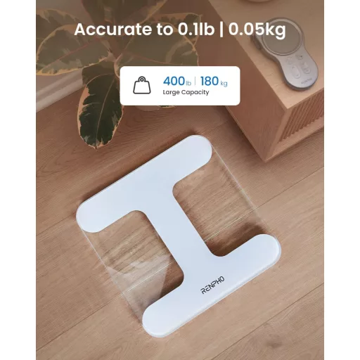 Cântar Digital de Baie RENPHO cu Afișaj LED, Capacitate 180 kg, cu Baterii incluse
