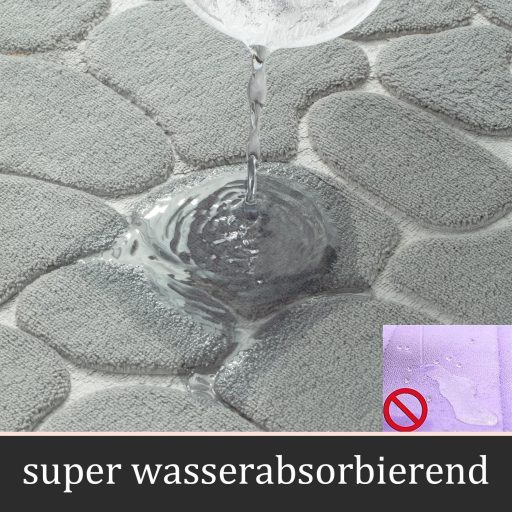 Chakme Memory Foam Set Kupaonskih Otirača 5 Dijelova - Uzorak Oblutaka, Protuklizni, Upijajući, Perivi Kupaonski Tepisi, Svijetlosivi