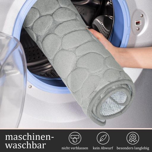 Chakme Memory Foam Fürdőszobaszőnyeg Szett 5 Részes - Kavics Mintázatú, Csúszásmentes, Nedvszívó, Mosható Fürdőszoba Szőnyeg, Világosszürke