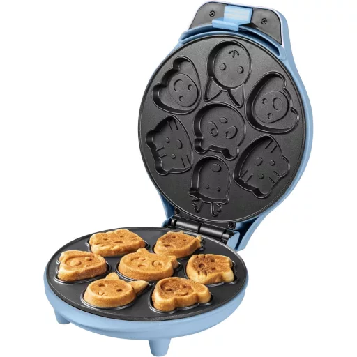Bestron Mini Sütikészítő Gofrisütő Állat Mintás Tapadásmentes Bevonattal 700W Kék