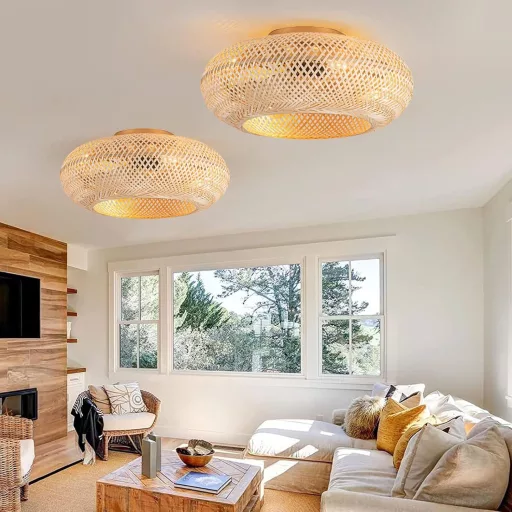 MiiR Bambusz Mennyezeti Ventilátor Lámpával, Távirányítóval, 6 Fokozat