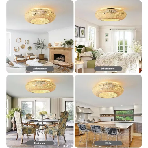 MiiR Bambusz Mennyezeti Ventilátor Lámpával, Távirányítóval, 6 Fokozat