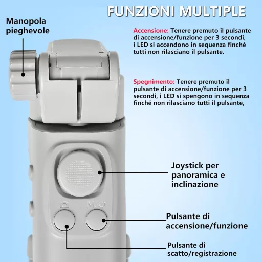 Stabilizator de telefon cu 3 axe STRBDYI, pliabil, cu urmărire AI, pentru iPhone și Android