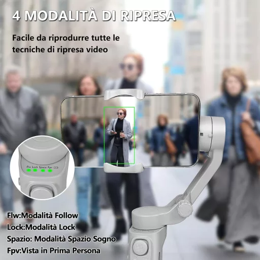 STRBDYI 3 tengelyes telefonstabilizátor iPhone Android AI követéssel összecsukható