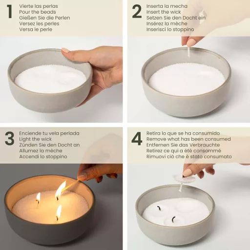 CANDELISS Gyöngy Gyertya Homok Fém Dobozban Luxus Viaszgyöngy Szett