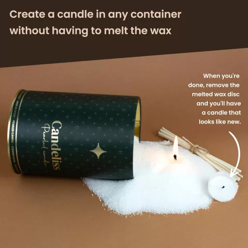 CANDELISS Perlová Sviečka z Pieskového Vosku v Kovovej Dóze – Luxusná Súprava Voskových Perličiek