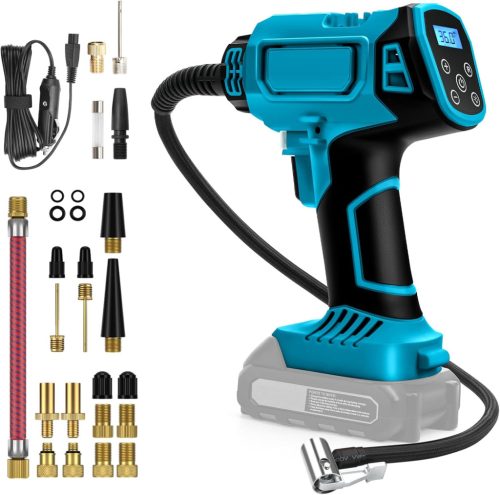 DriSubt Akkumulátoros Kompresszor Makita kompatibilis  18V - 130 PSI Elektromos Pumpa Digitális Kijelzővel, LED Világítással