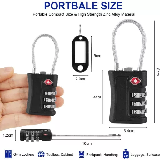 Flintronic TSA Utazási Biztonsági Zár 3 Számjegyű Kombinációs Lakat Bőrönd Táska Szekrény