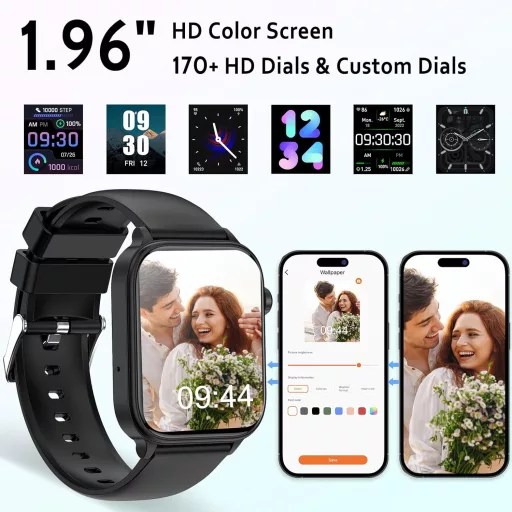 Marsyu ET570 Okosóra EKG Funkcióval - Vérnyomás, Testhőmérséklet, Pulzusmérő, Bluetooth Hívás, 1.96" HD Kijelző, IP68 Vízálló, 100+ Sportmód