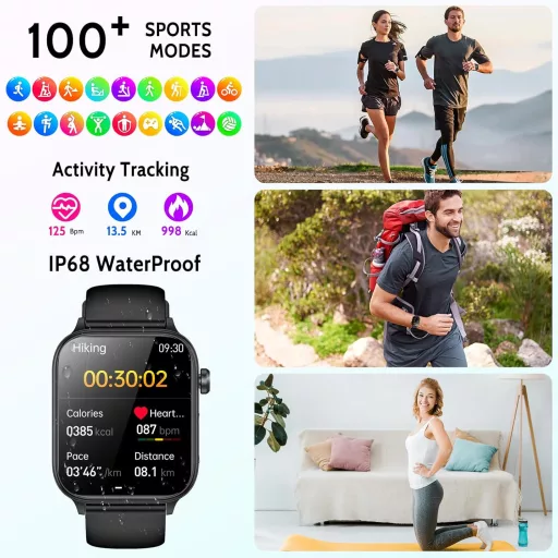 Marsyu ET570 Okosóra EKG Funkcióval - Vérnyomás, Testhőmérséklet, Pulzusmérő, Bluetooth Hívás, 1.96" HD Kijelző, IP68 Vízálló, 100+ Sportmód