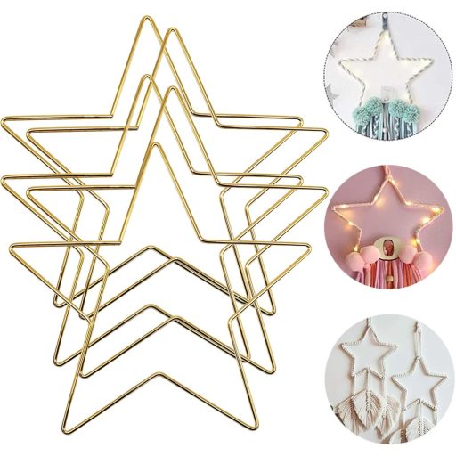 LZLUCKCOME Set metalnih obruča, 5 komada - Zlatna petokraka zvijezda 150 mm hvatač snova DIY obrt